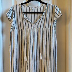 Old Navy, flowy top, womens, M, cream with gray stripes